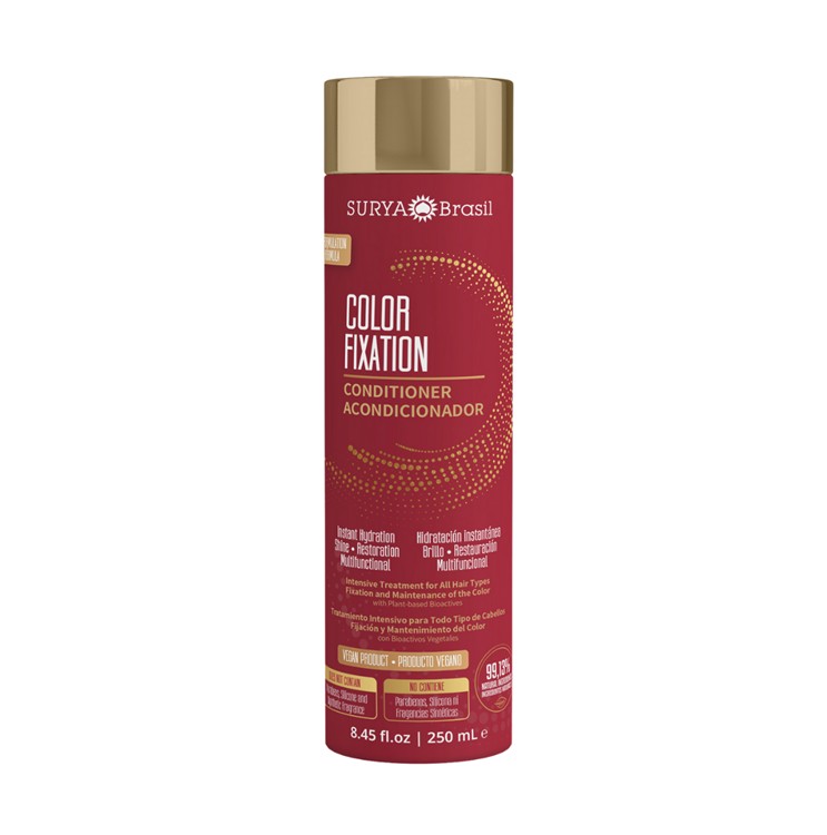 Surya Brasil Color Fixation Conditioner verzorgt gekleurd en droog haar na het wassen en helpt de haarkleur langer te behouden.