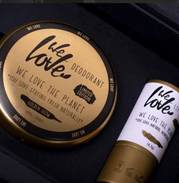 We Love The Planet Golden Giftset – Limited edition natuurlijke deodorant en lip balm