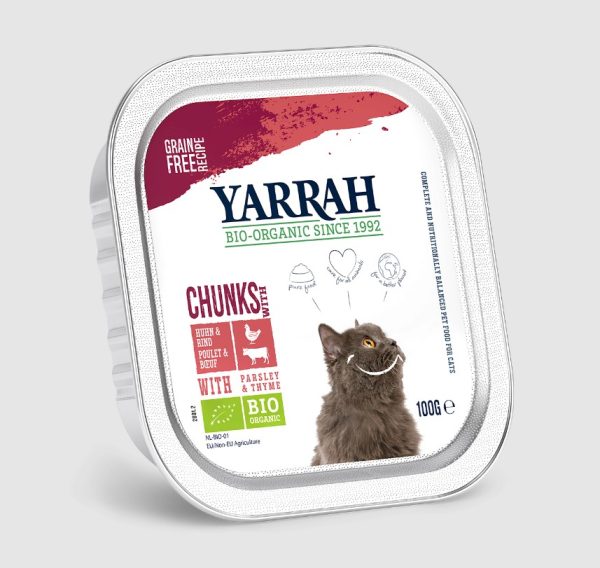 Yarrah Biologisch Katten Natvoer Chunks met Kip en Rund