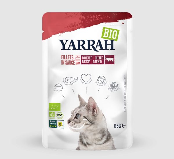 Yarrah Biologisch Kattenvoer Filets met Rund in Saus