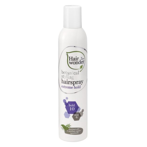 Sneldrogende biologische haarspray met natuurlijke glans en extreme hold van Hairwonder