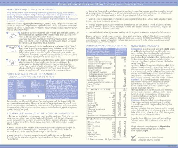 Ingrediënten en voedingswaarde van Nannycare Peutermelk