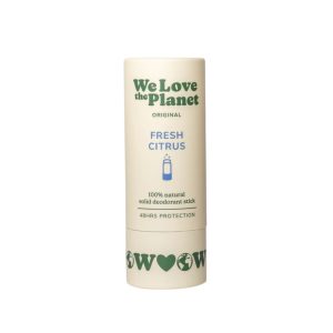 We Love The Planet deodorant stick met citrusgeur in papieren verpakking