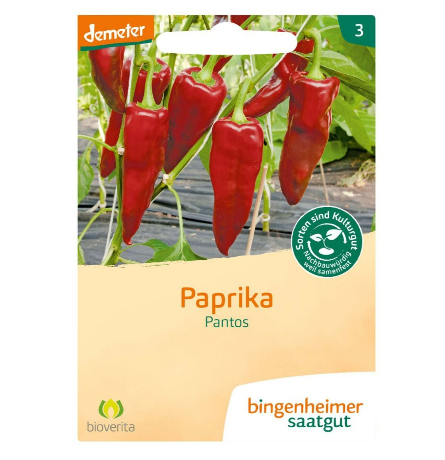 Bingenheimer biologische paprika Pantos zaden Demeter verpakking