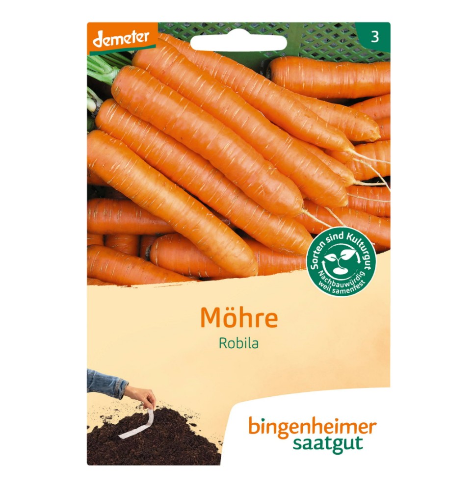 Bingenheimer biologische wortel Robila met lange slanke wortels