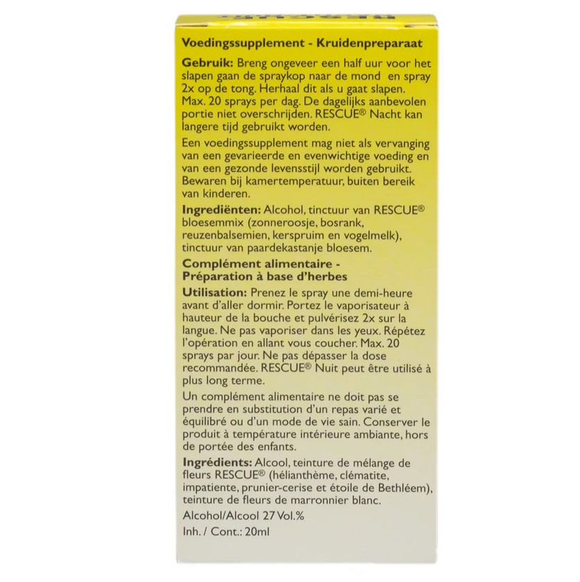 Dosering Bach Rescue Remedy Nacht Spray