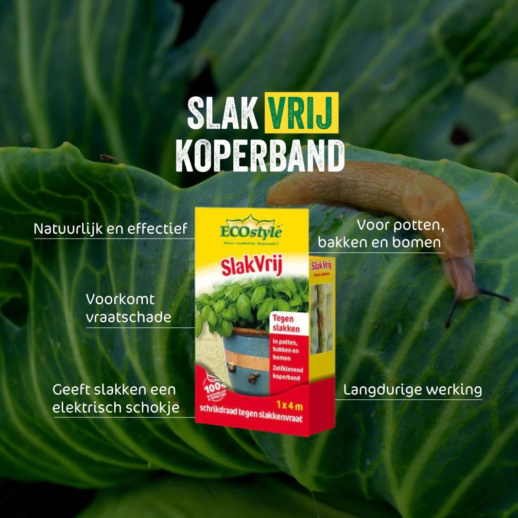 ECOstyle SlakVrij zelfklevend koperband van 4 meter tegen slakken voor potten bakken en bomen